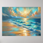 Hard Pastel Drawing Waves op een Strand II Poster (Voorkant)