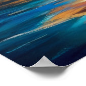 Hard Pastel Drawing Waves op een Strand Poster (Hoek)