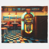 Hard Pastel Tekening 1950's Diner Jukebox Fleece Deken (Voorkant (Horizontaal))