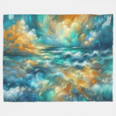 Hard Pastel Tekening Abstracte Oceaan Fleece Deken (Voorkant (Horizontaal))