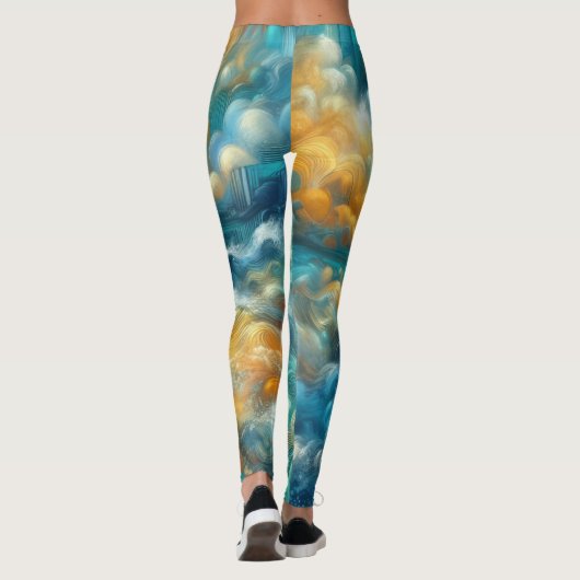 Hard Pastel Tekening Abstracte Oceaan Leggings (Achterkant)