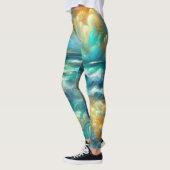 Hard Pastel Tekening Abstracte Oceaan Leggings (Links)