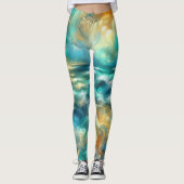 Hard Pastel Tekening Abstracte Oceaan Leggings (Voorkant)