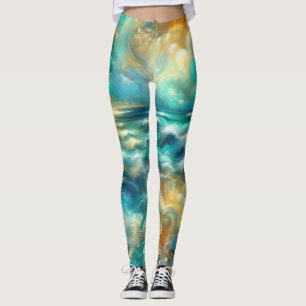 Hard Pastel Tekening Abstracte Oceaan Leggings