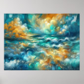 Hard Pastel Tekening Abstracte Oceaan Poster (Voorkant)