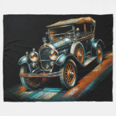 Hard Pastel Tekening Antiek Auto Fleece Deken (Voorkant (Horizontaal))