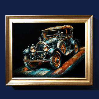 Hard Pastel Tekening Antiek Auto Poster