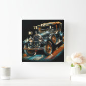 Hard Pastel Tekening Antiek Auto Vierkante Klok (Huis)