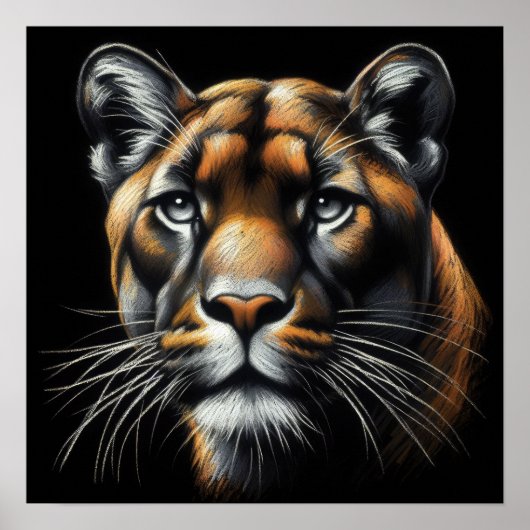 Hard Pastel Tekening Bergleeuw Poster (Voorkant)