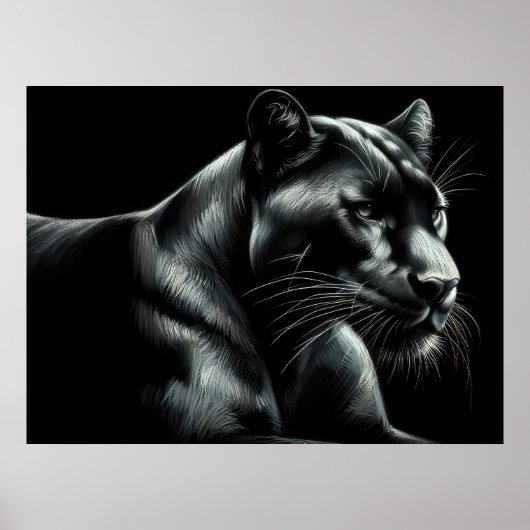 Hard Pastel Tekening Black Panther III Poster (Voorkant)