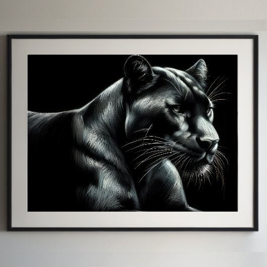 Hard Pastel Tekening Black Panther III Poster