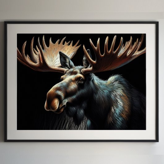 Hard Pastel Tekening Bull Moose Poster