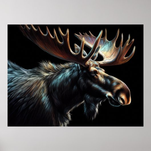 Hard Pastel Tekening Bull Moose Poster (Voorkant)