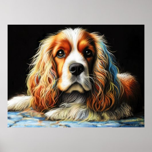 Hard Pastel Tekening Cocker Spaniel Hond Poster (Voorkant)