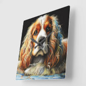 Hard Pastel Tekening Cocker Spaniel Hond Vierkante Klok (Hoek)