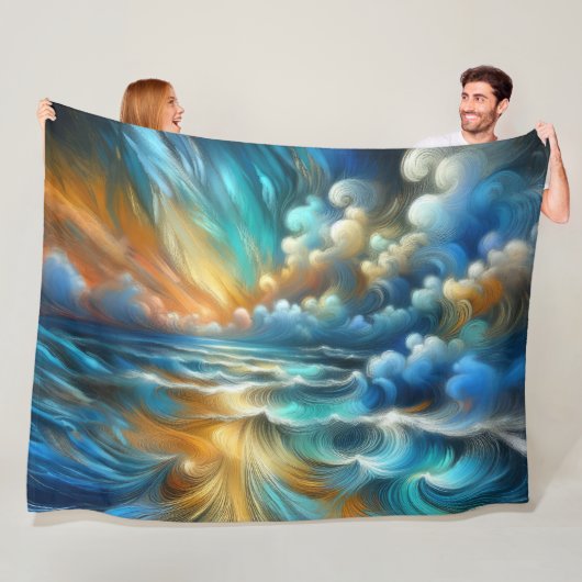 Hard Pastel Tekening Crashing Waves Fleece Deken (In situ)