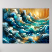Hard Pastel Tekening Crashing Waves Poster (Voorkant)