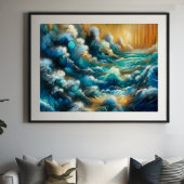 Hard Pastel Tekening Crashing Waves Poster