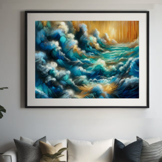 Hard Pastel Tekening Crashing Waves Poster