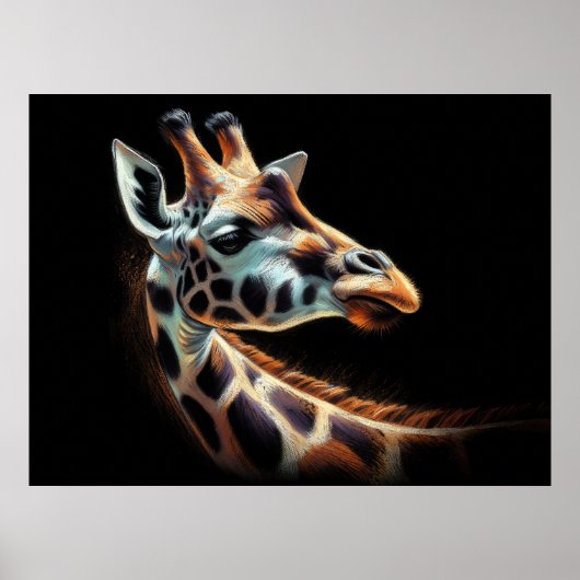 Hard Pastel Tekening Giraffe Poster (Voorkant)