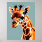 Hard Pastel Tekening Giraffe Poster (Voorkant)