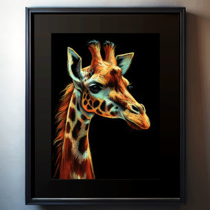 Hard Pastel Tekening Giraffe Poster