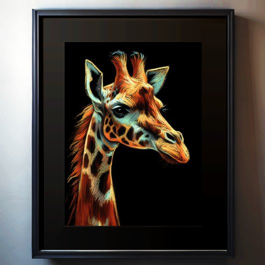 Hard Pastel Tekening Giraffe Poster