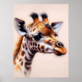 Hard Pastel Tekening Giraffe Poster (Voorkant)