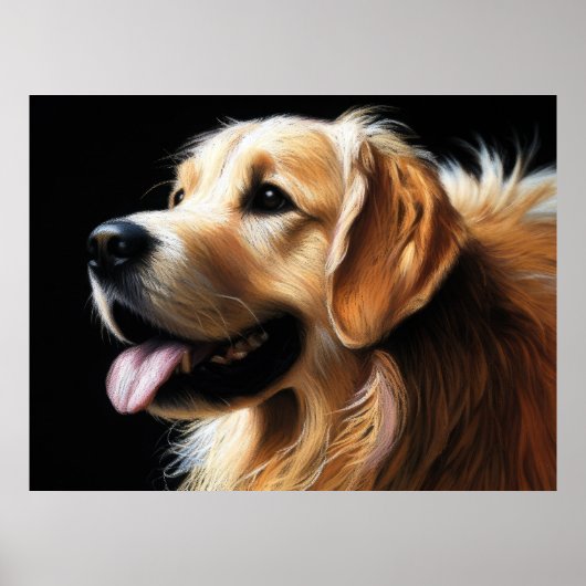 Hard Pastel tekening Golden Retriever Poster (Voorkant)