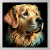 Hard Pastel tekening Golden Retriever Poster (Voorkant)