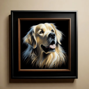 Hard Pastel tekening Golden Retriever Poster