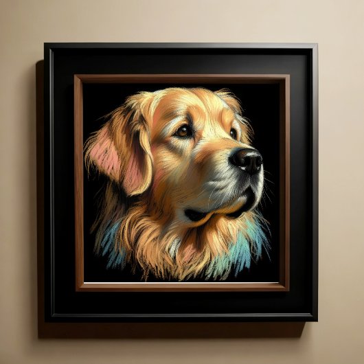Hard Pastel tekening Golden Retriever Poster
