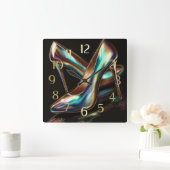 Hard Pastel tekening iriserende hoge hak pompen Vierkante Klok (Huis)