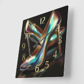 Hard Pastel tekening iriserende hoge hak pompen Vierkante Klok (Hoek)