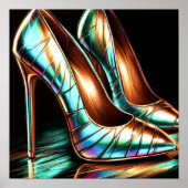 Hard Pastel Tekening Iriserende Hoge Hakken Vrouw Poster (Voorkant)