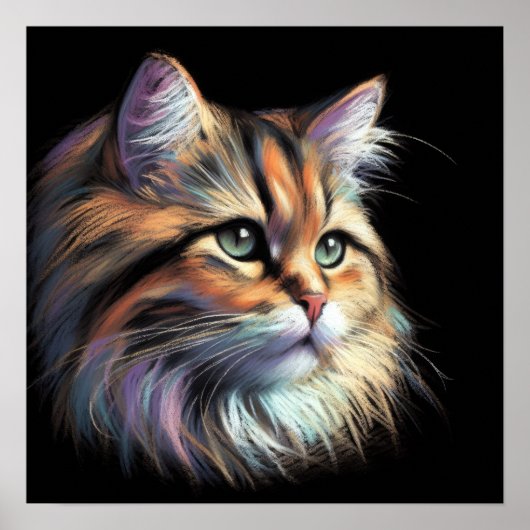Hard Pastel Tekening Kat Poster (Voorkant)
