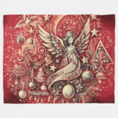 Hard Pastel Tekening Kerst Engel Fleece Deken (Voorkant (Horizontaal))