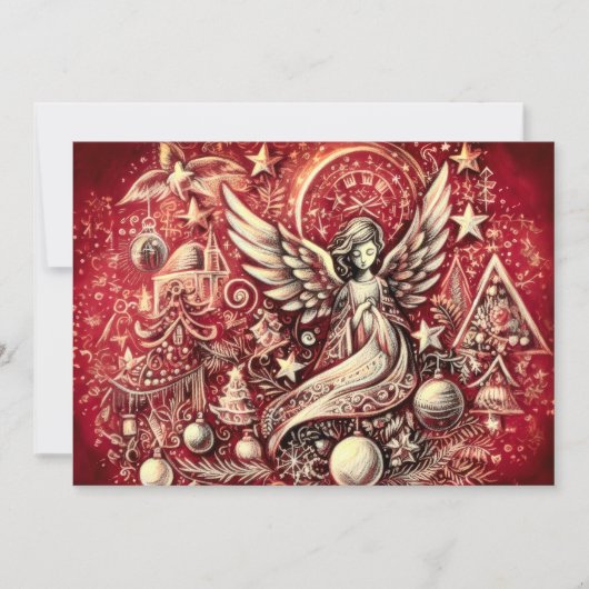 Hard Pastel Tekening Kerst Engel Kaart (Voorkant)