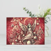 Hard Pastel Tekening Kerst Engel Kaart (Staand voorkant)