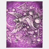 Hard pastel tekening Kerst engel Paars Fleece Deken (Voorkant)