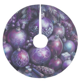 Hard Pastel Tekening Kerst Motief Feest Paars Kerstboom Rok