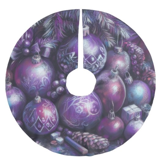 Hard Pastel Tekening Kerst Motief Feest Paars Kerstboom Rok (Voorkant)