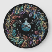 Hard Pastel tekening Kerstkrans Grote Klok (Voorkant)