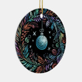 Hard Pastel tekening Kerstkrans Keramisch Ornament (Rechts)