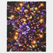 Hard Pastel Tekening Kerstmis Bloemen Lichten Fleece Deken (Voorkant)