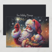 Hard Pastel Tekening Kerstmis Kerstman Vakantie Feestdagenkaart (Voorkant / Achterkant)