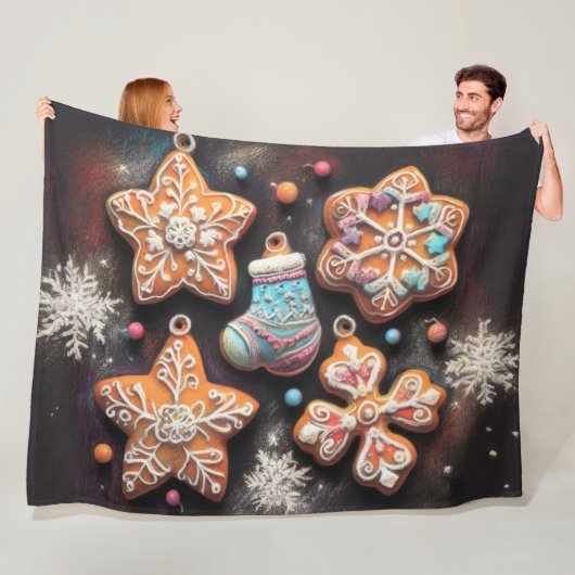 Hard Pastel Tekening Kerstmis Motief Vakantie Cook Fleece Deken (In situ)