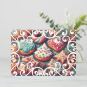 Hard Pastel Tekening Kerstmis Motief Vakantie Cook Kaart (Staand voorkant)