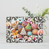 Hard Pastel Tekening Kerstmis Motief Vakantie Cook Kaart (Staand voorkant)