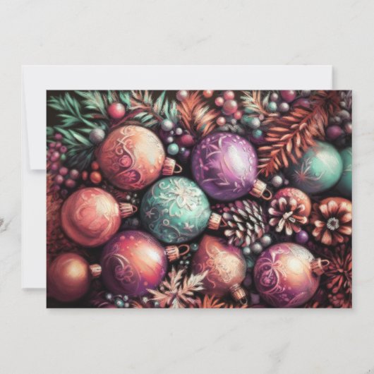 Hard Pastel Tekening Kerstmis Motieven Paarse Perz Kaart (Voorkant)